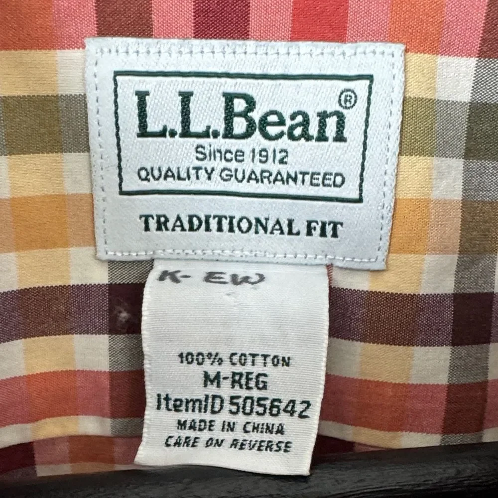 L.L. Bean Men's Checkered Traditional Fit‎ Button Down Shirt, size M-REG